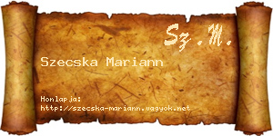 Szecska Mariann névjegykártya